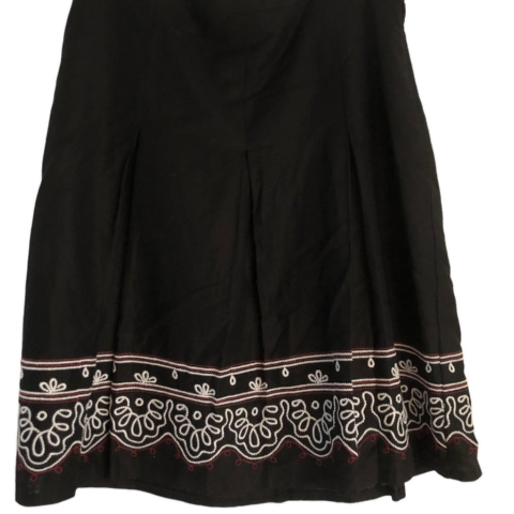Black skirt with red/white hem detail, size 6